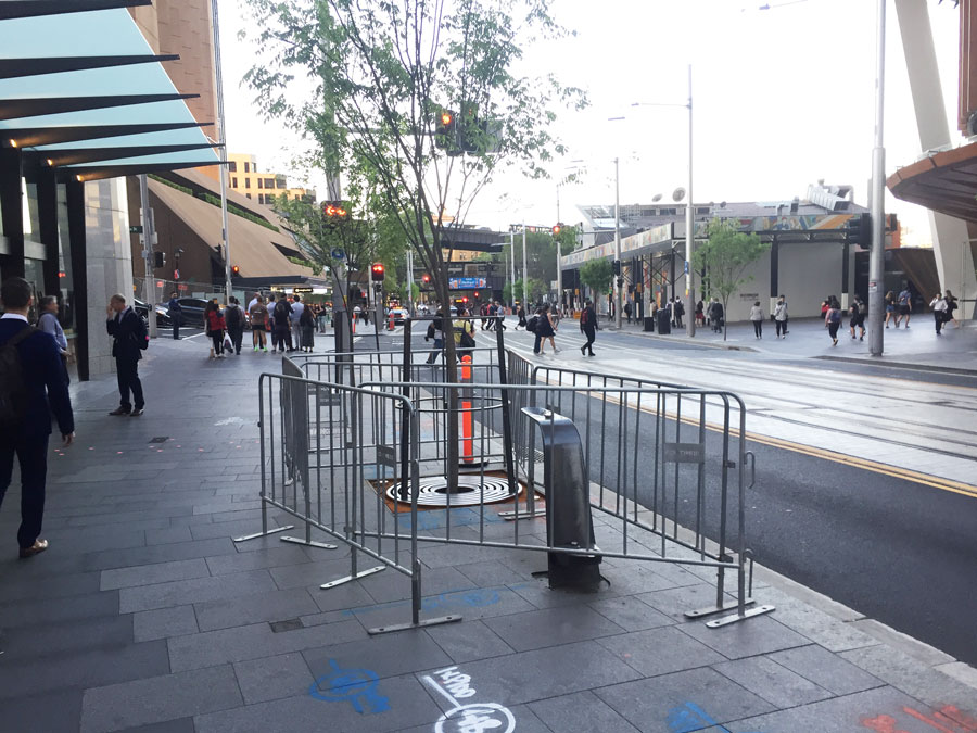 Temporary crowd control fencing panels in Sydney’s CBD