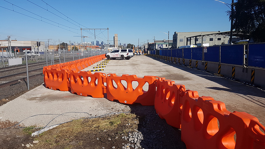 Create Work Site Parking Areas with Plastic Water Filled Barriers