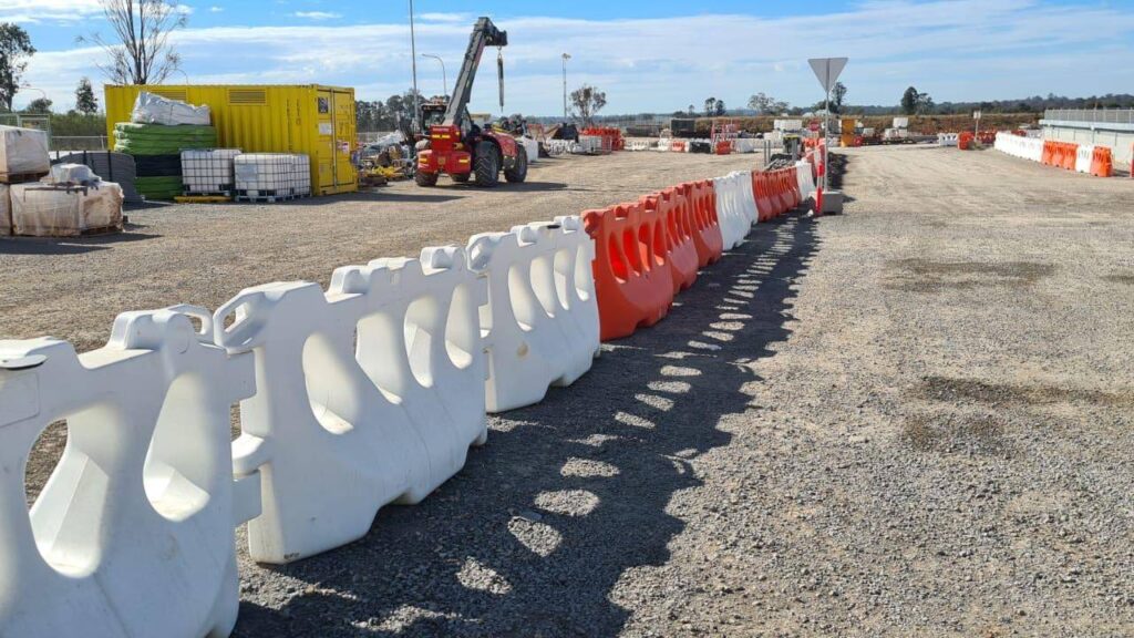White and orange waterfilled barriers WSA