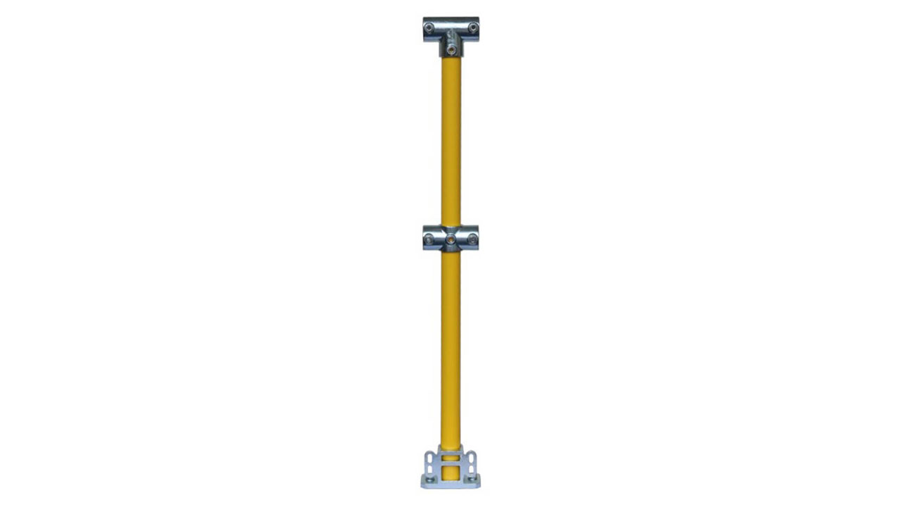 Std Double Rail with Toeboard 4030-D48 Mid Post - Yellow