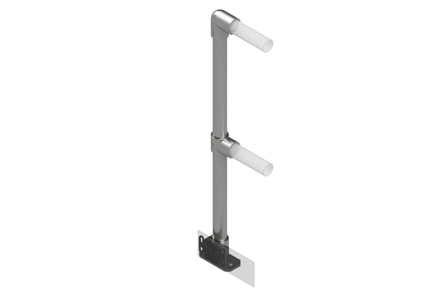 Std Double Rail with Toeboard 4030-D48 End Post - Gal angled