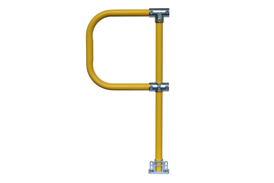 Std Double Rail with Toeboard 4030-D48 End Post with D-Return - Yellow