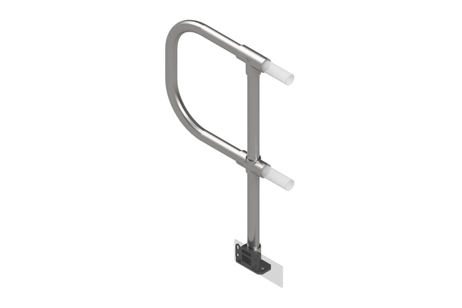 Std Double Rail with Toeboard 4030-D48 End Post with D-Return - Gal angled