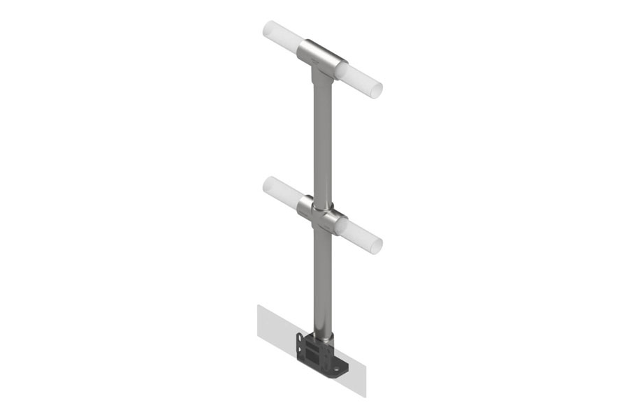 Std Double Rail with Toeboard 4030-D48 Mid Post - Gal angled